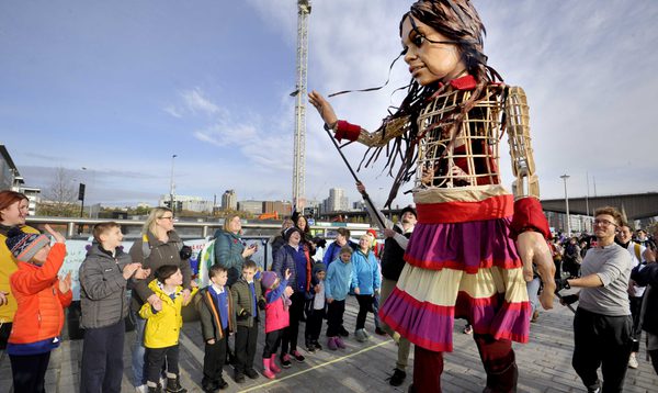 Giant Puppet, Little Amal, Meets Schoolchildren at Glasgow COP Summit