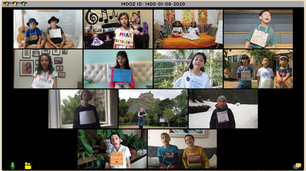 A montage of young people on a video call
