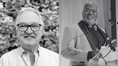 Black and white headshots of two men