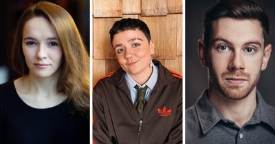Headshots of the three fellows in a montage