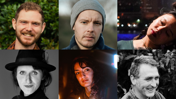Headshots of the Push The Boat Out Artists: L-R, Top: David McNeish, Alexandra Shrinivas, Raymond Wilson, Bottom: Tim Tim Cheng, Ruxy Cantir, Ross Somerville
