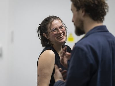 Nina Madriz laughing at Gary McNair.