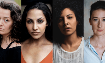 A montage of headshots belonging to the actors in Exodus