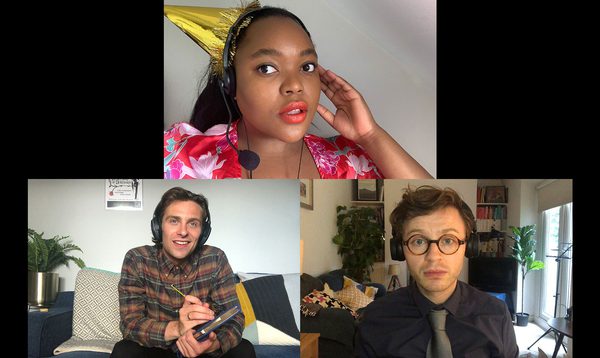 Three people on a video call