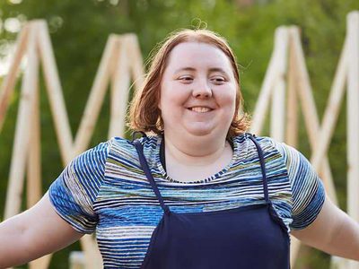 Woman smiling in the maze