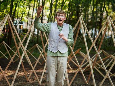 Man jumping on a trampoline